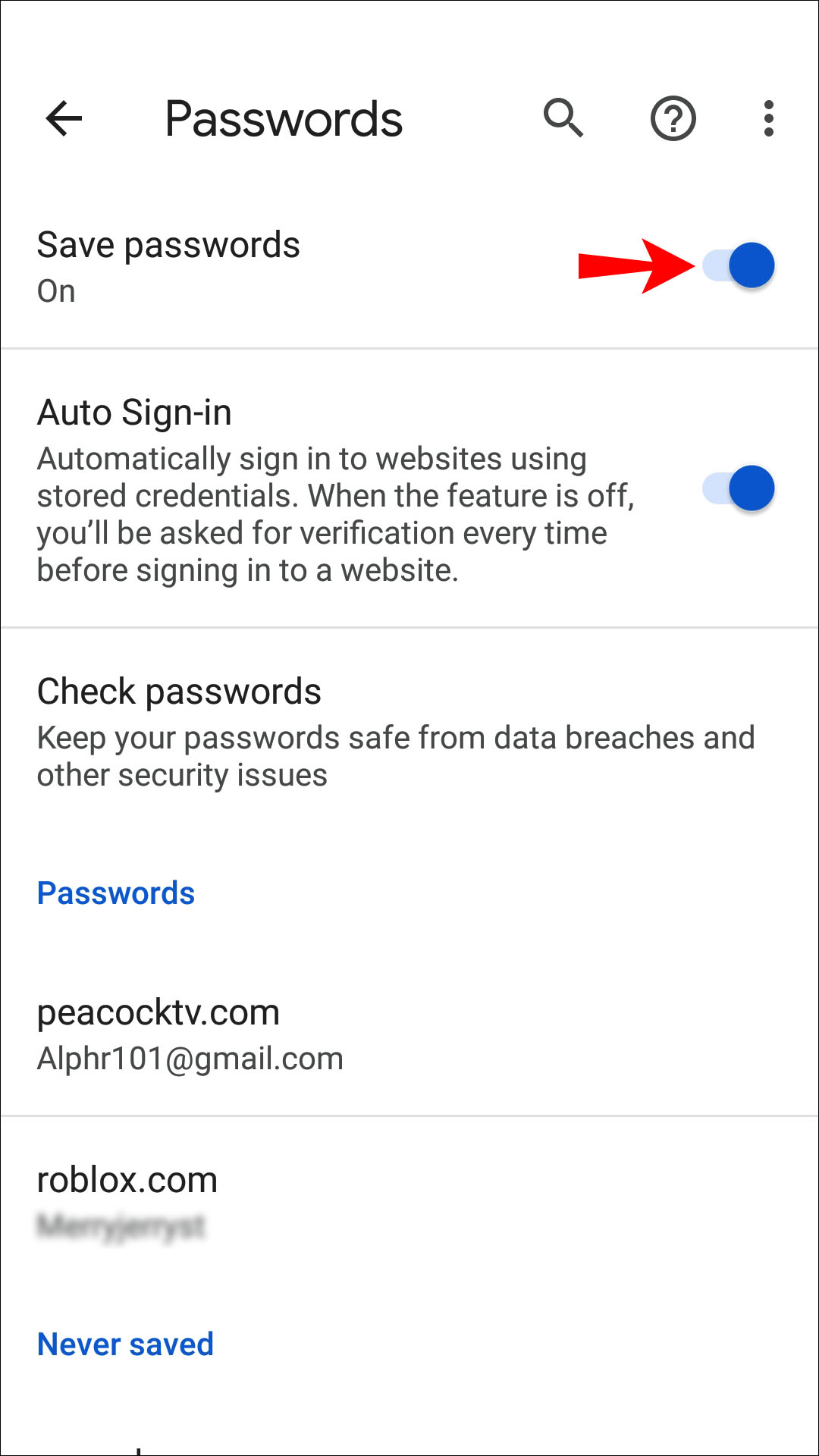 save my gmail password in chrome for mac